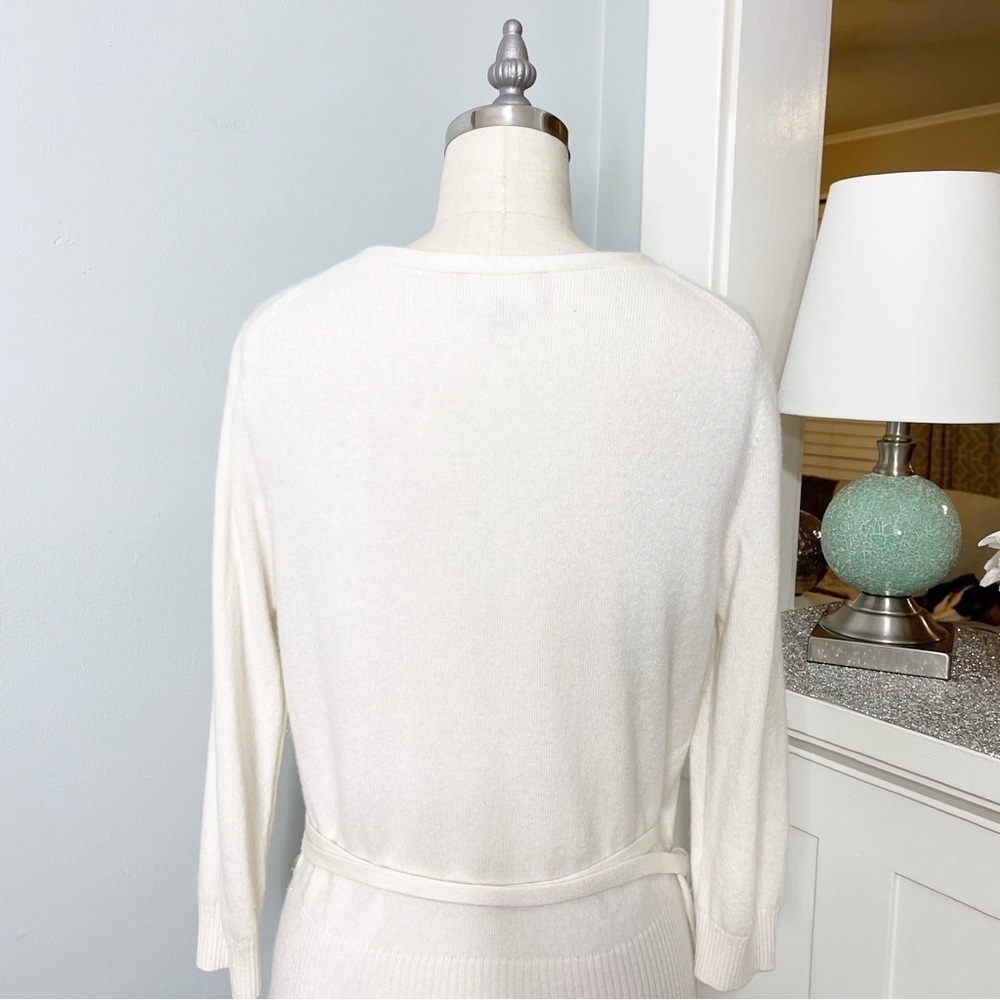 PURE Collection Cashmere Cream Wrap Front Sweater Tie Waist 4 Small - Picture 7 of 10